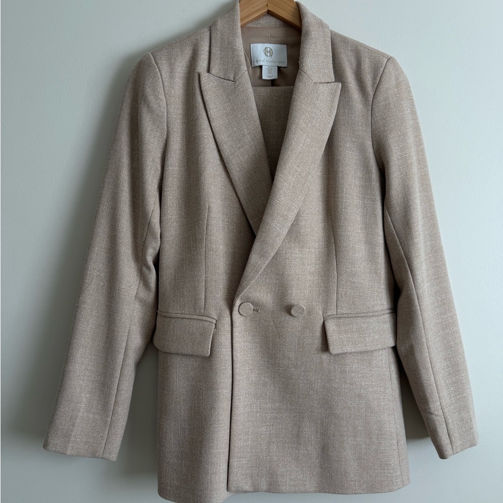 Beige women's trouser suit